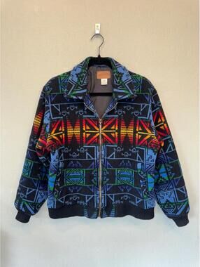 Pendleton Wool Southwestern Womens Large Chief Joseph Jacket Coat Blanket Aztec